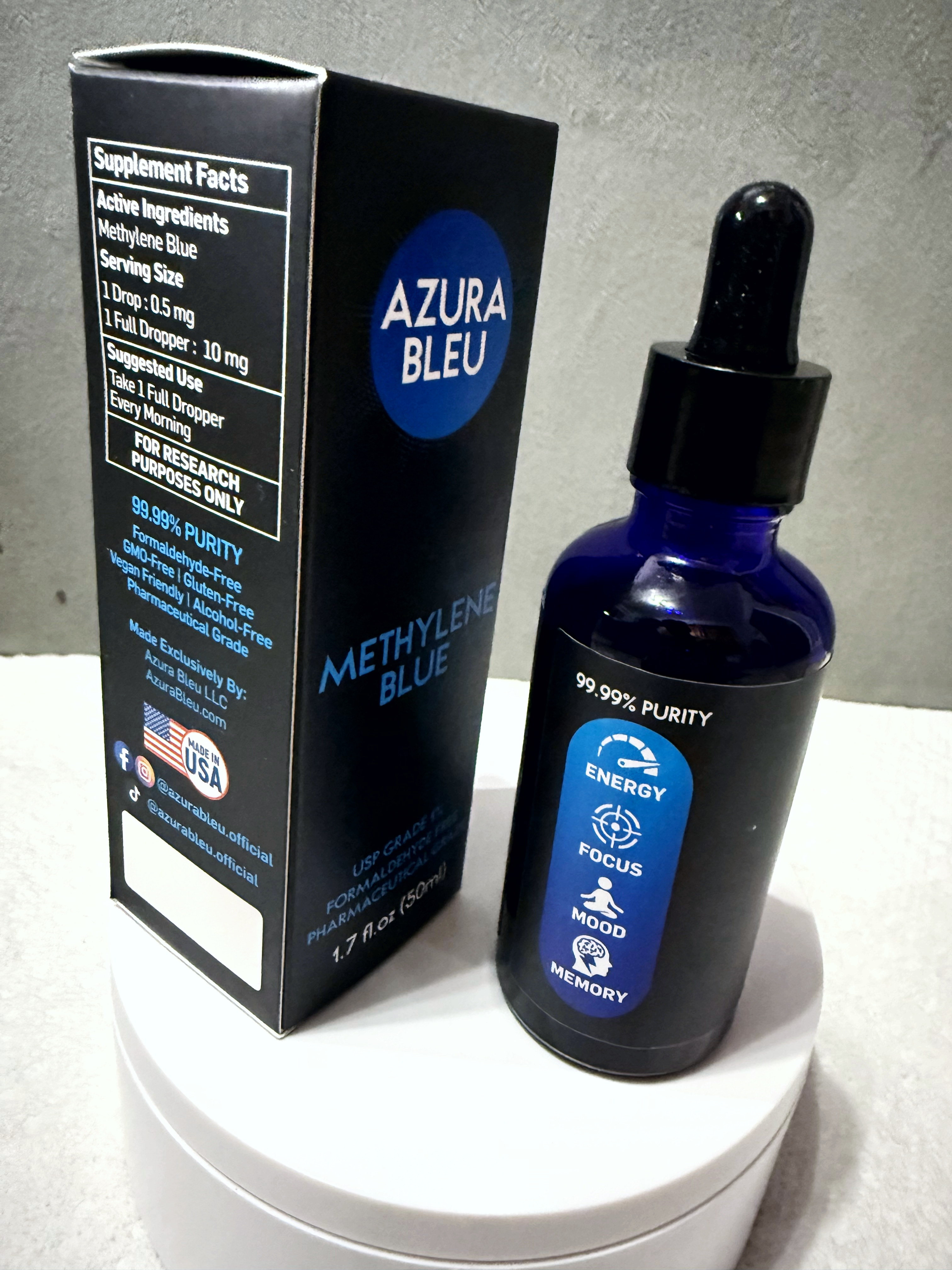 Azura Bleu USP Grade 1% Methylene Blue 50ml Dropper