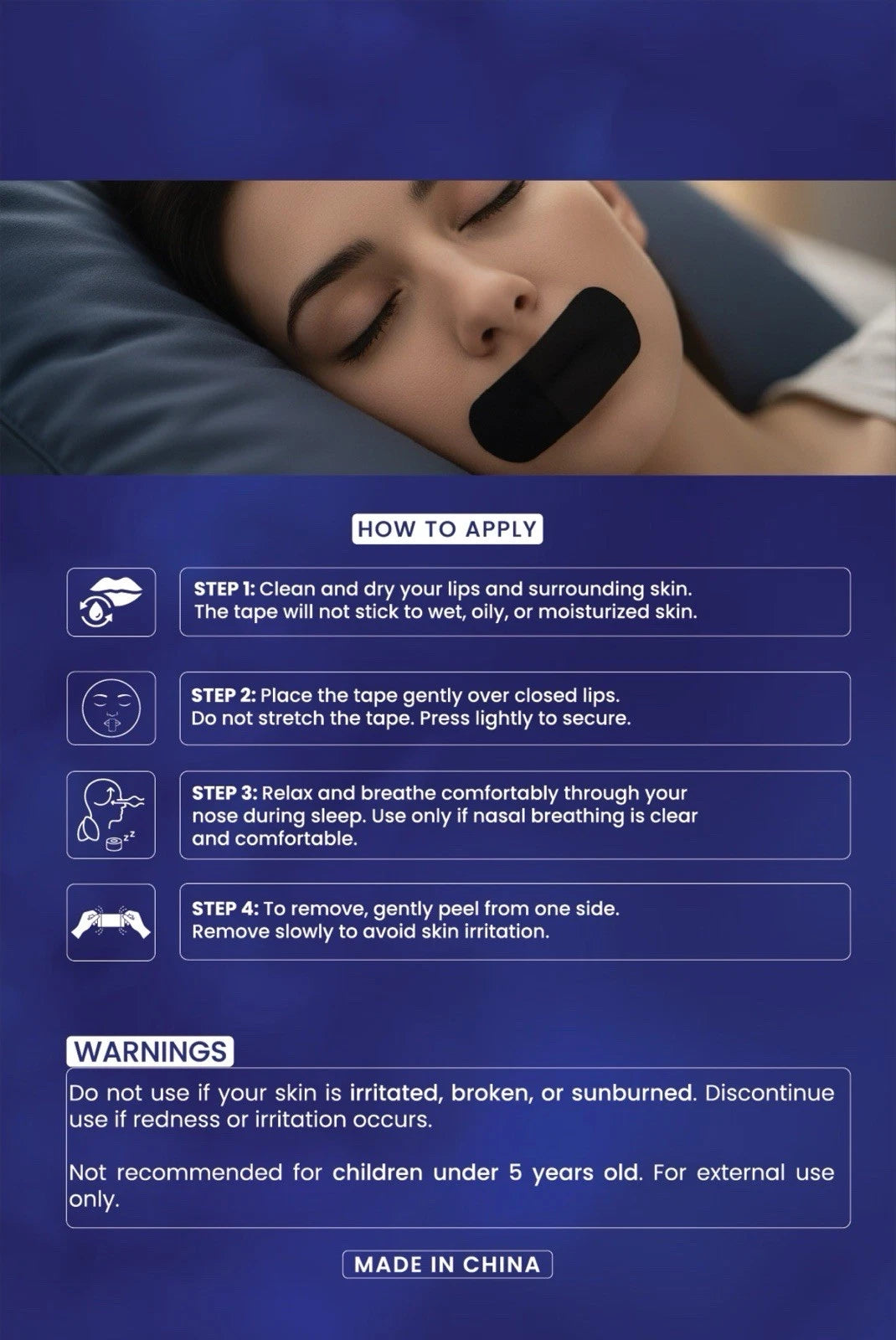 Mouth Tape 38*76mm for Mouth Tape (new) Premium Quality (Black Strips)