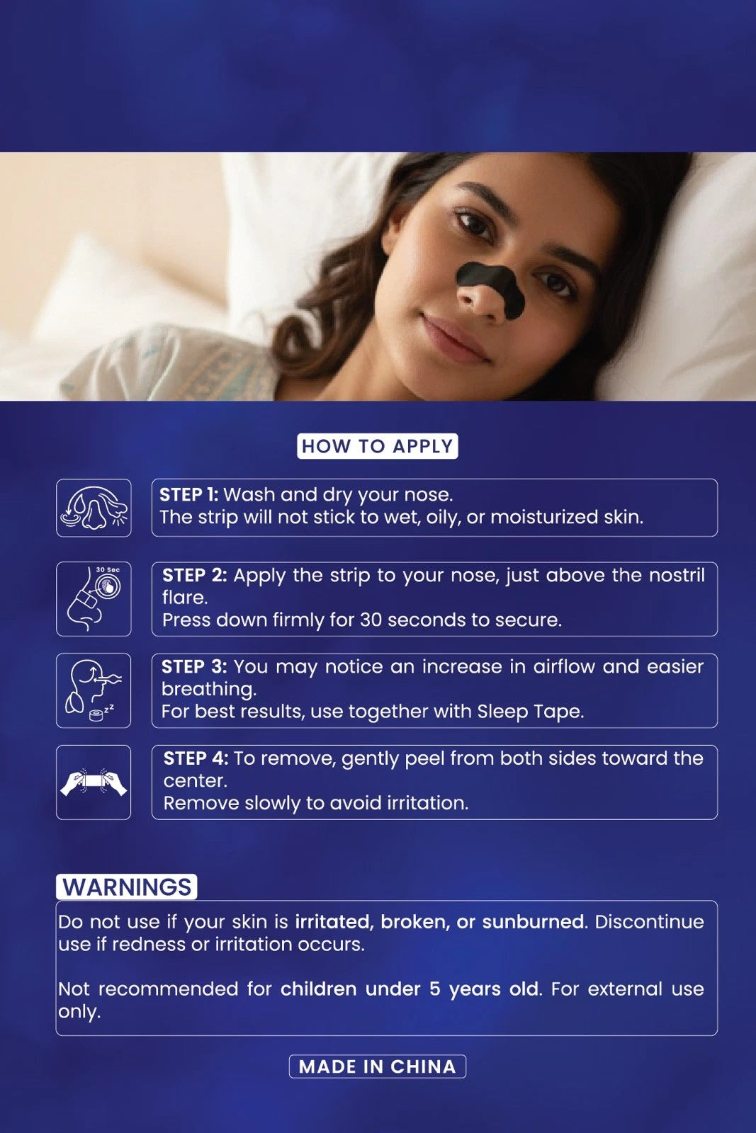 Nasal Strips 60count 22mm Open Nose Clear (new) AzuraBleu (Black Strips)