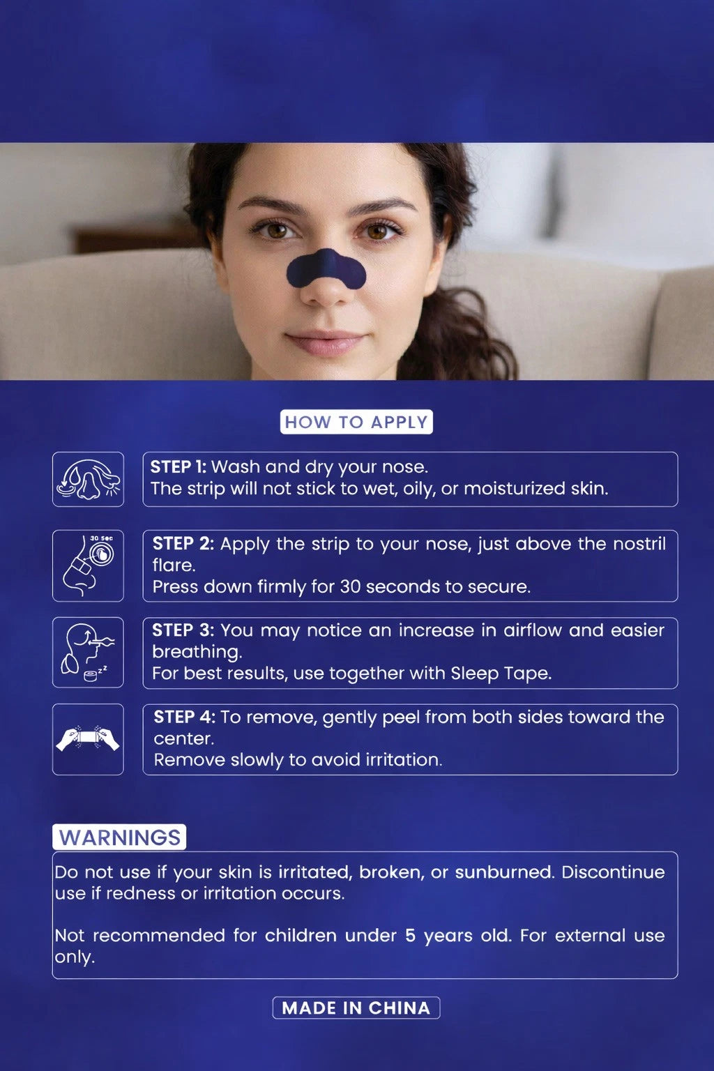 Nasal Strips 60count 60*22mm Open Nose Clear (new) AzuraBleu (Blue Strips)