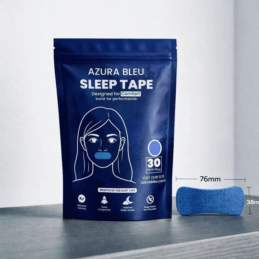 AzuraBleu Mouth Tape 38*76mm for Night (new) Premium Quality (Blue Strips)
